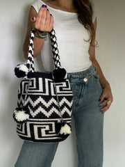 Wayuu Bag Braided Tassel Rhinestones 29 x 29