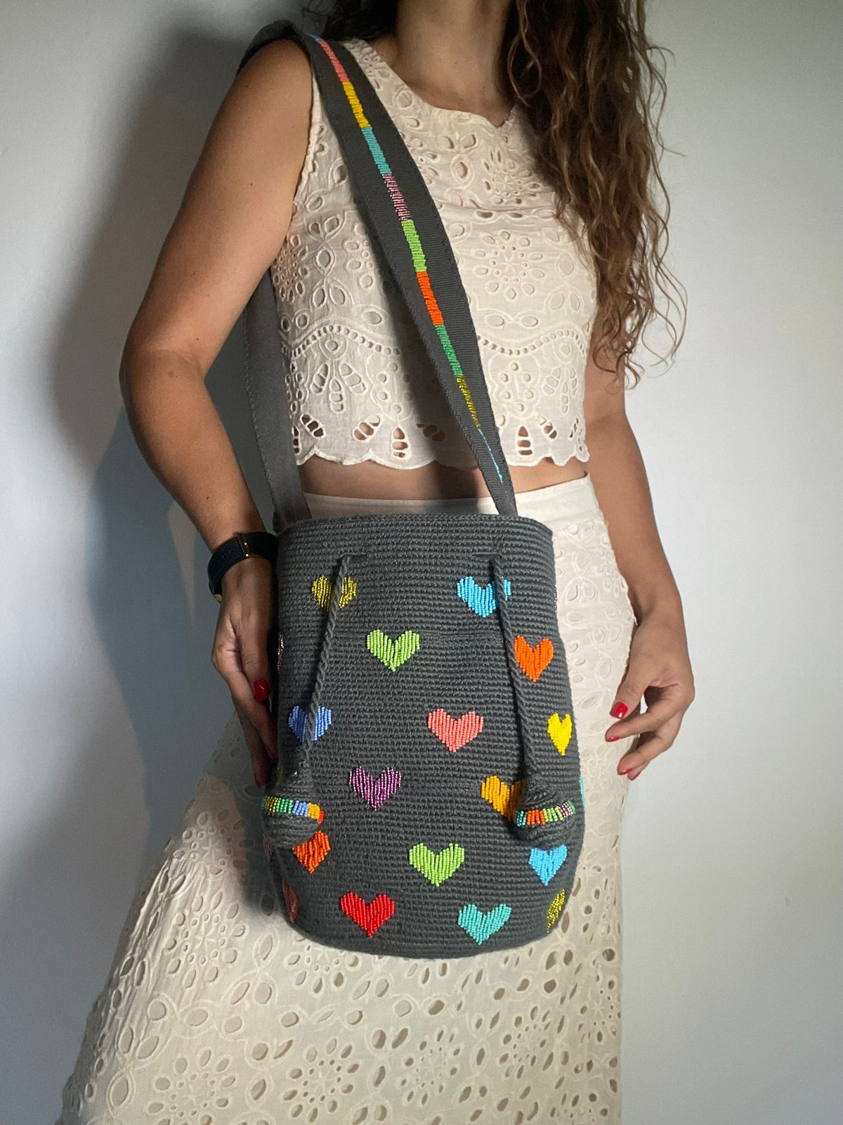 Wayuu Embroidered Hearts Large 29 x 29