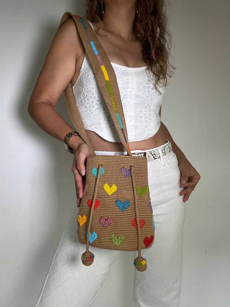 Wayuu Embroidered Hearts Medium 22 x 23